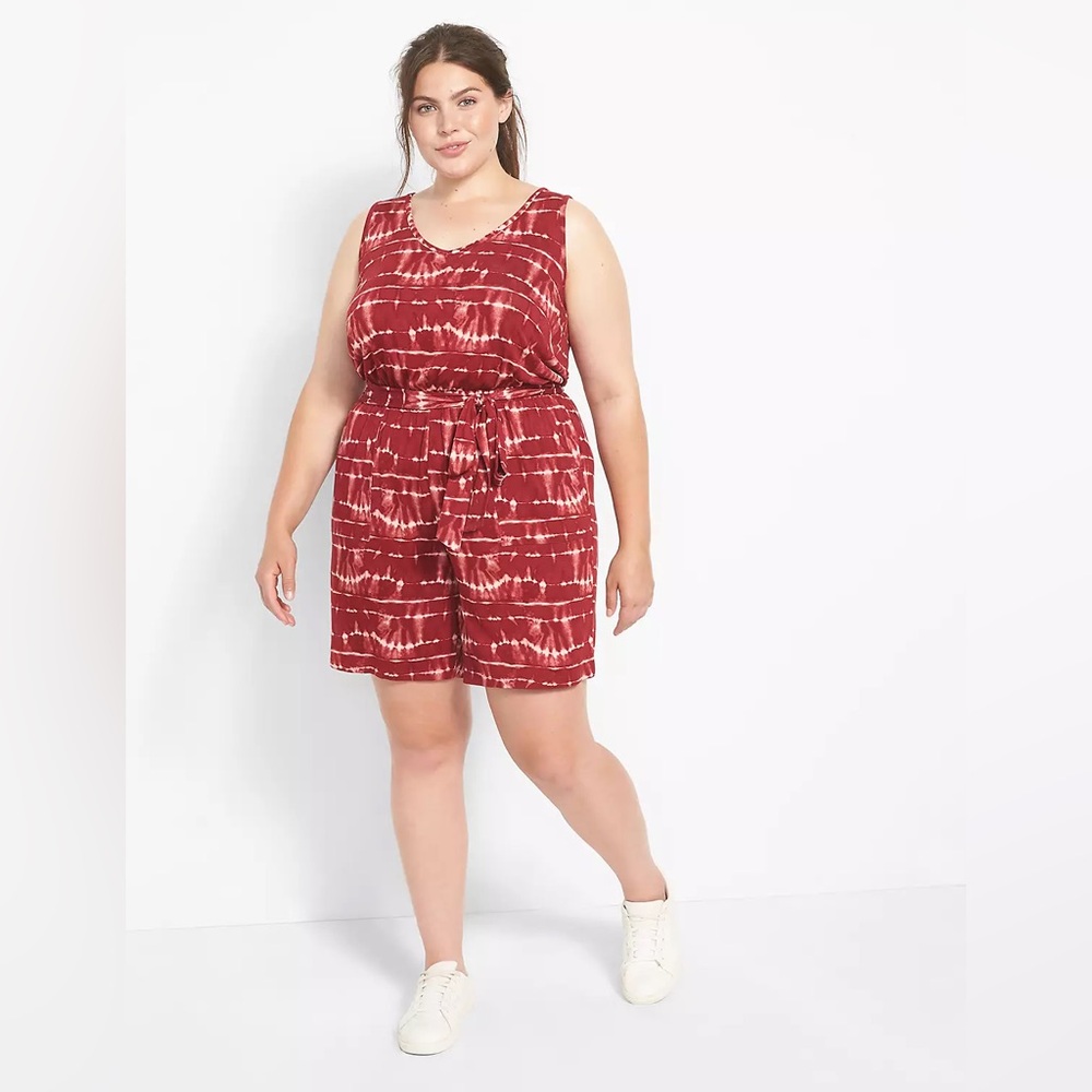 NWT LIVI V-Neck Tie-Waist Tie Dye Romper Size 22/24